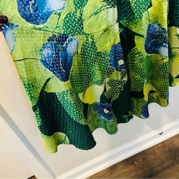 WHBM Green Floral Satin Hi Lo Maxi Dress 8 Mermaidcore Tropical Coquette Resero - Picture 8 of 15